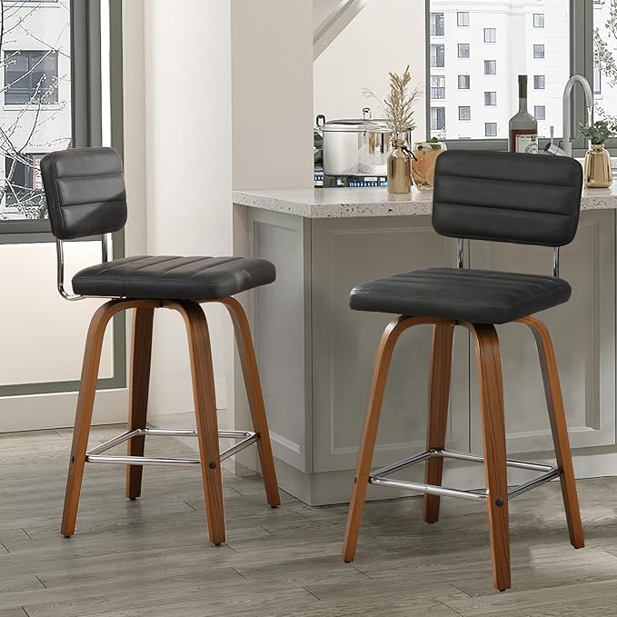 Counter Height Bar Stools Set of 2 Wood Swivel Bar Stools by FERFALDER