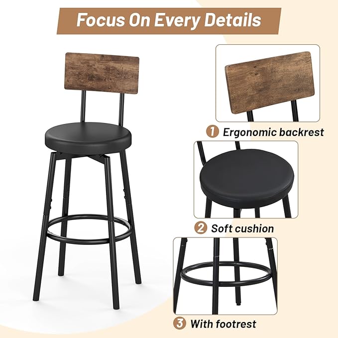 Dining Table Set for 4, 5-Piece Bar Table Set, Kitchen Table and Chairs - Image 4