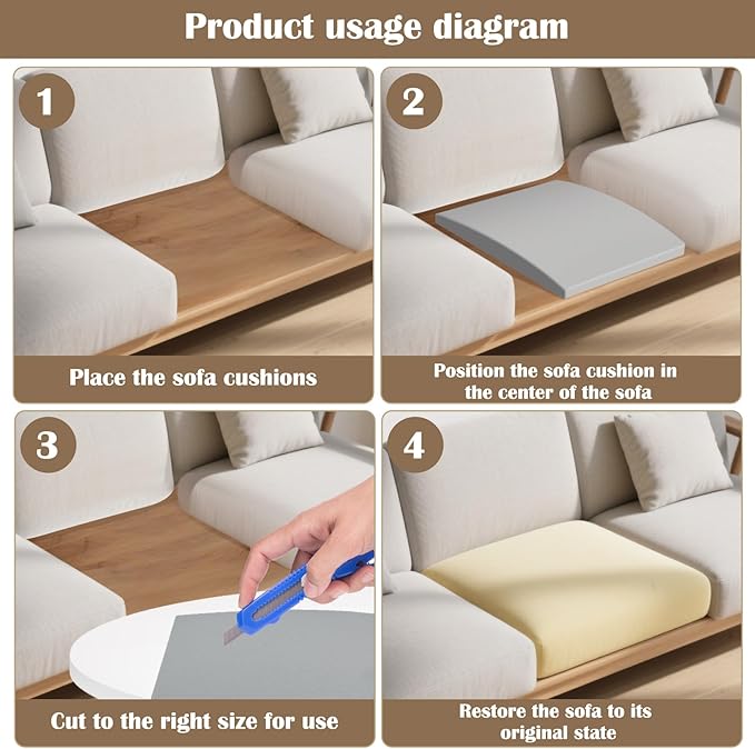 1 Pcs Couch Cushion Support for Sagging Cushion 20" x 20" 40D High Density - Image 5