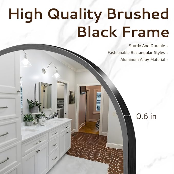 Circle Mirror 16 Inch Black Round Bathroom Mirror Round Bathroom Mirror Circle - Image 3
