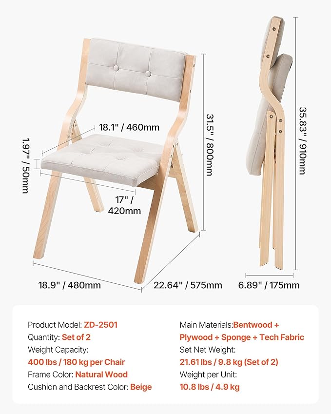 VEVOR Wooden Folding Chairs - Image 7