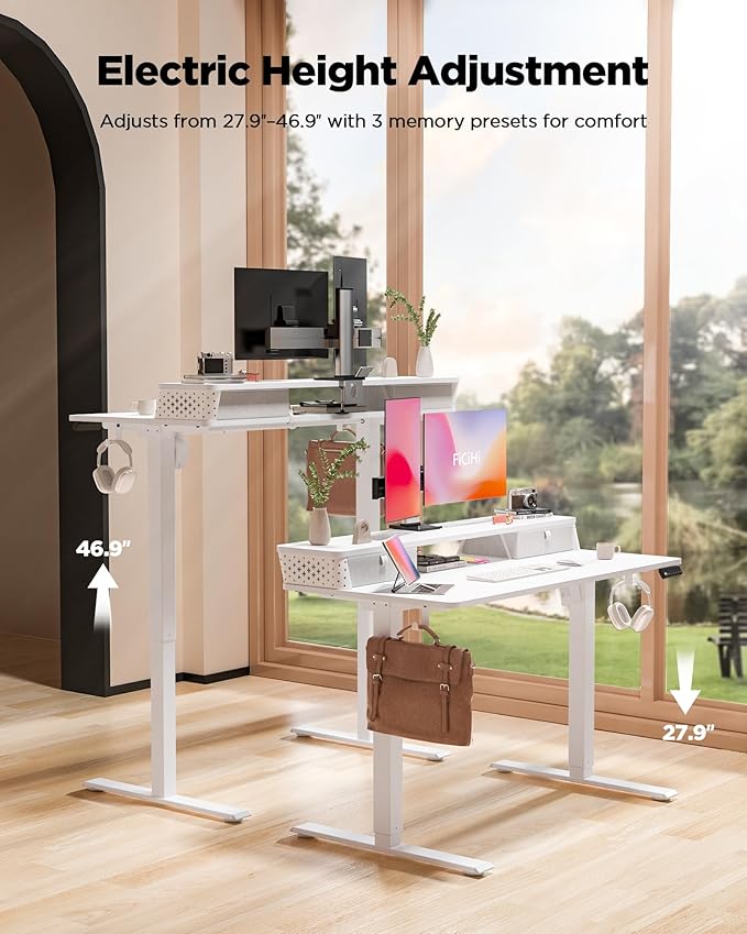 40x24 Inch Standing Desk with Double Drawers, C-Clamp Mount Compatible - Image 5