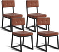 DWVO Modern Dining Chairs Set of 4 Brown Upholstered Kitchen Chairs by DWVO