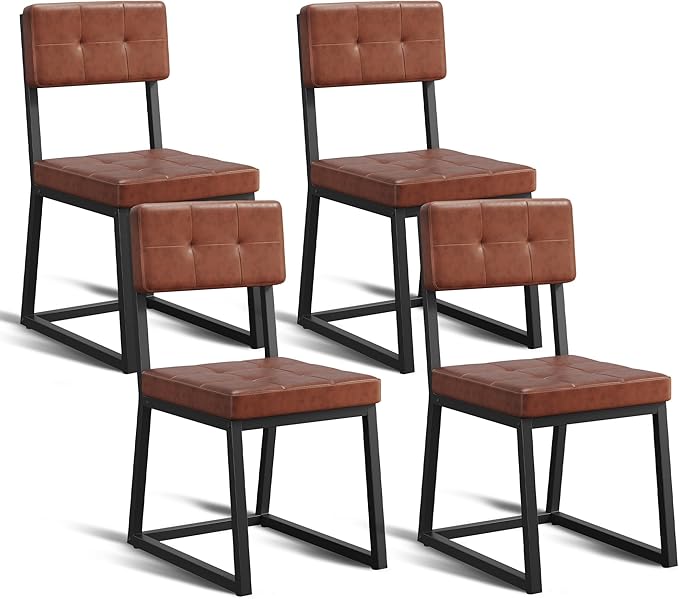 DWVO Modern Dining Chairs Set of 4 Brown Upholstered Kitchen Chairs by DWVO