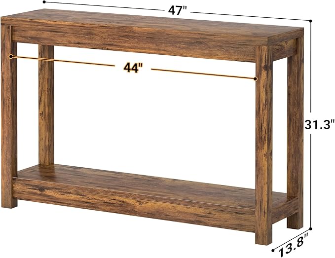 47" Farmhouse Wood Entryway Table Narrow Console Table - Image 3