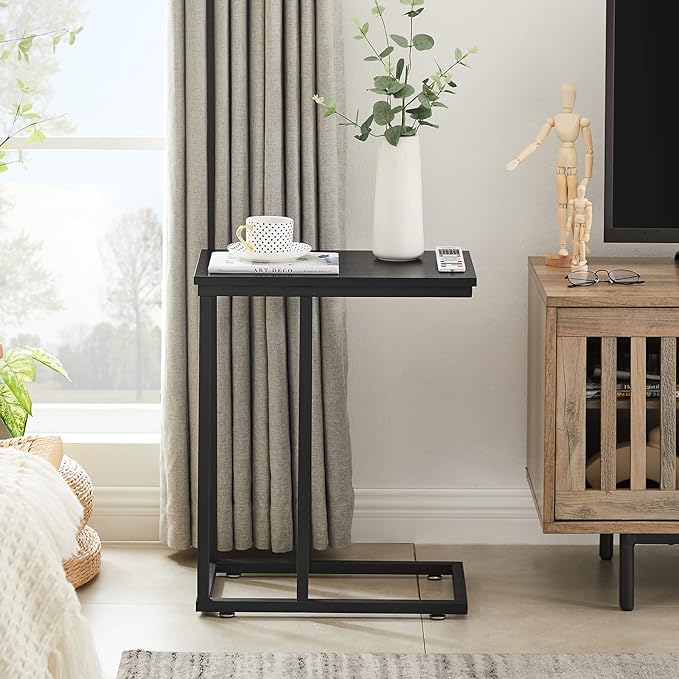 VECELO C Shaped End Side Table for Sofa Couch and Bed Snack TV Tray for Living - Image 5
