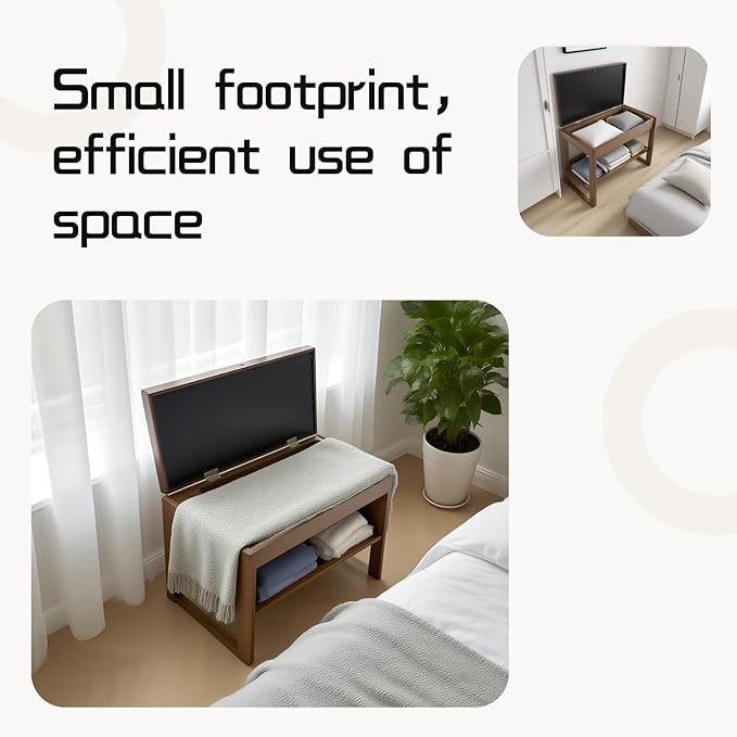 2-Tier Wood Shoe Bench with Flip-Top Storage Cabinet, Entryway Bench with Shoe - Image 3