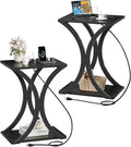 End Table with Charging Station, 2-Tier Modern Side Table Set of 2, Nightstand by Choezon
