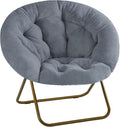 Saucer Chair Faux Fur with Soft and Thick Padded Seat Metal Frame, Modern Style by ELEVON