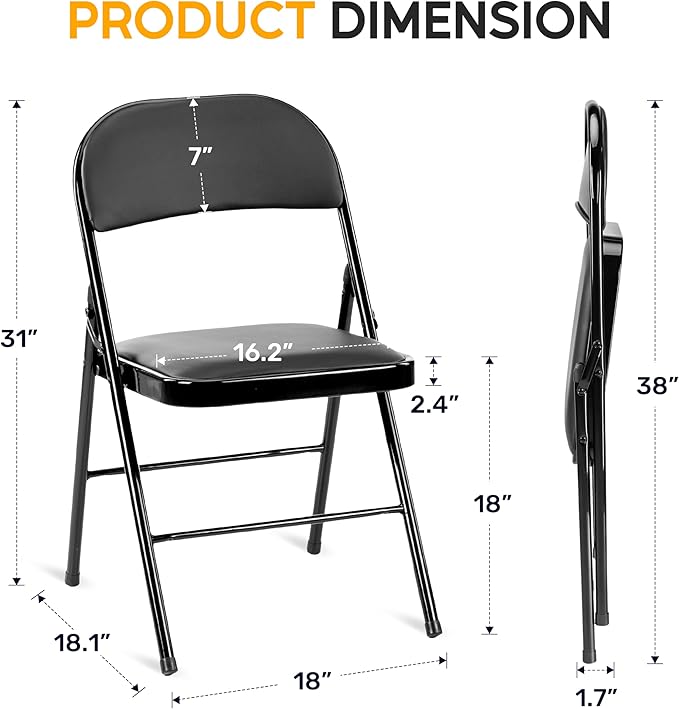 HealSmart Folding Chairs 4 Pcs - Image 3