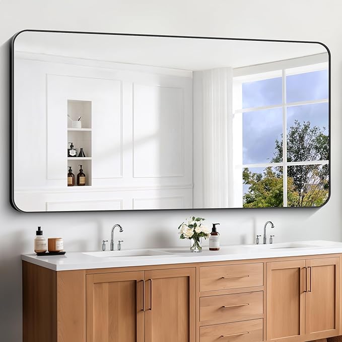 Large Bathroom Mirror 72x36 inch, Rounded Corner Rectangular Mirror - Image 6
