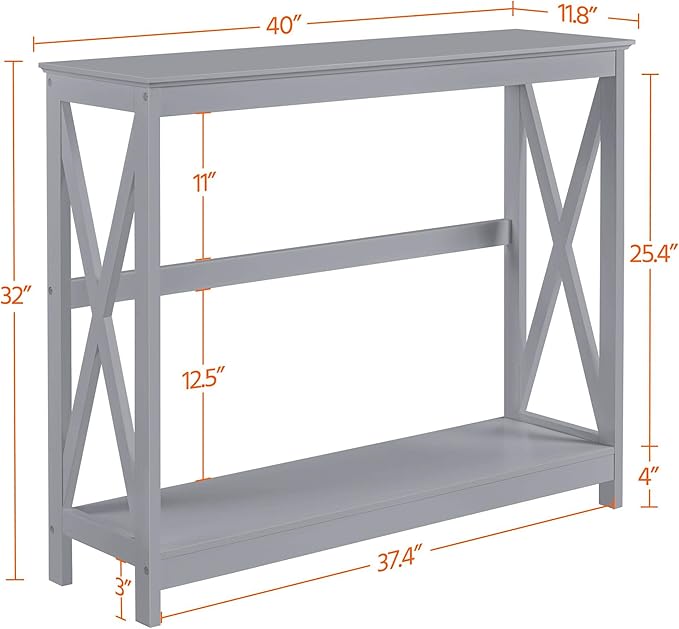 Yaheetech Console Table for Entryway, 2 Tier Narrow Sofa Table Bookshelf Accent - Image 3