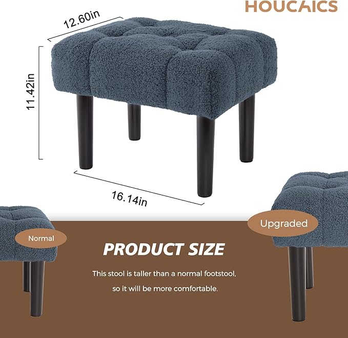 HOUCHICS Fur Padded Foot Stool, Small Ottoman Foot Rest - Image 2