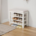 Shoe Bench with Leather Cushion, 3 Tiers Shoe Storage Bench Height Adjustable by AQIMUELE-Solidwoodfurniture