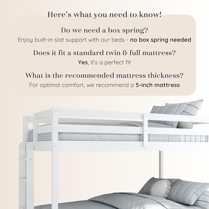 Grain & Grove Bear Twin Over Full Bunk Bed, Sturdy Bunk Bed Frame - Image 5