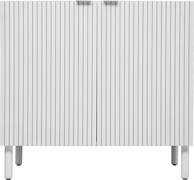 Sango Merk 2-Door Cabinet, Modern White Storage Cabinet - Image 3