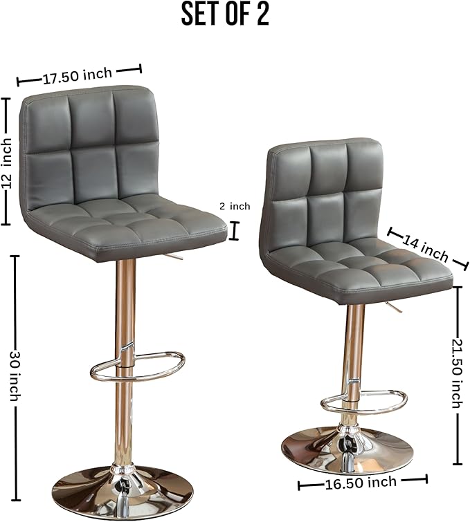 Roundhill Furniture Swivel Leather Adjustable Hydraulic Bar Stool - Image 2