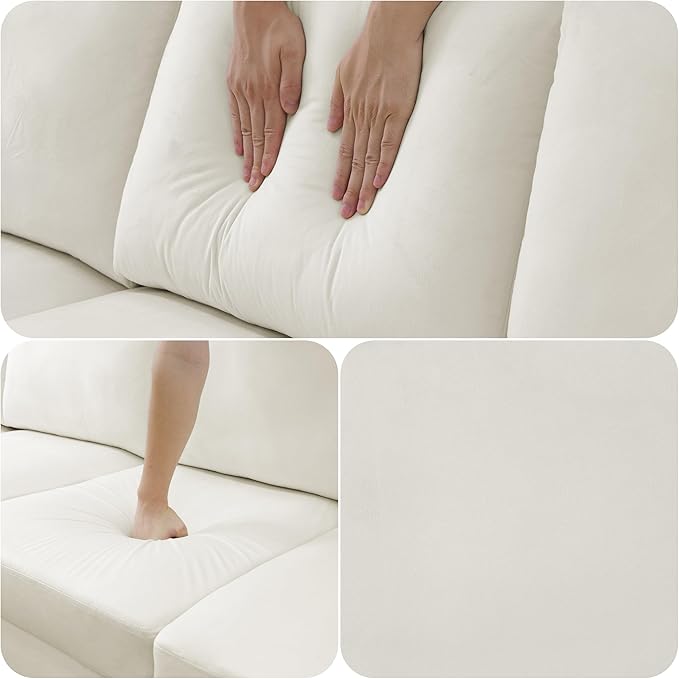 L Shape Sofa with Chaise, 4 Seat Living Room Sofa Set with Golden Wooden Leg - Image 4