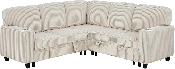 Ball & Cast Modular Sectional Sleeper Sofa Bed, L-Shaped Couch W/Pull Out Bed - Image 11