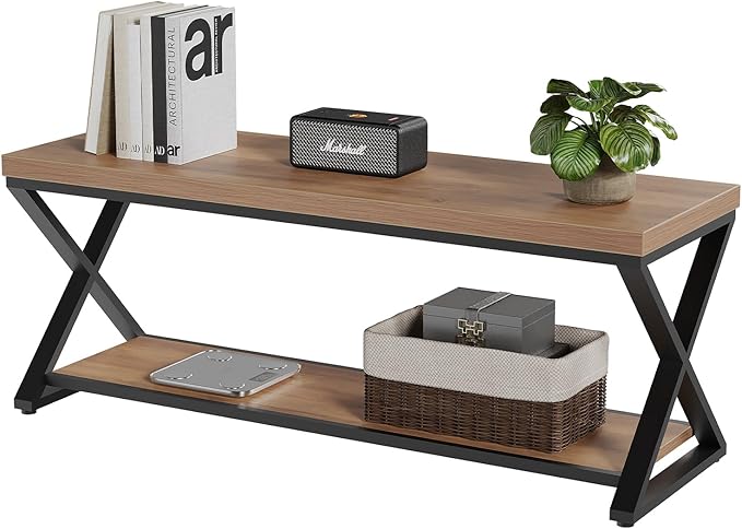 IBF Wood Entryway Bench, Wooden and Metal Bedroom Indoor Bench, Industrial Shoe - Image 9