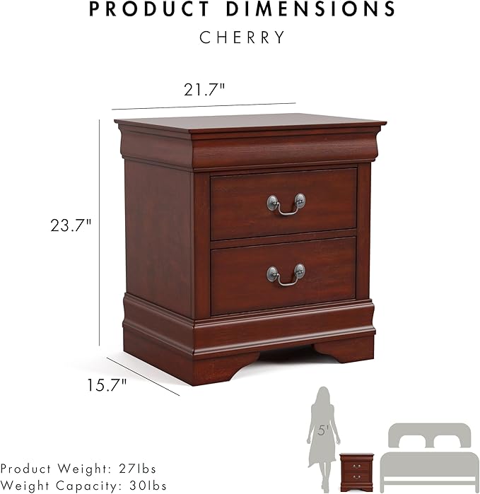 Furniture of America Arabella Traditional Solid Wood Nightstands Set of 2 - Image 3