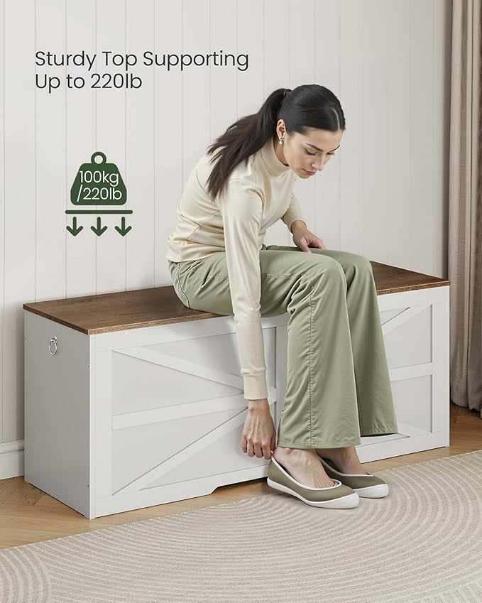 Storage Chest, 47.2" Wooden Storage Trunk, Modern Storage Bench - Image 7
