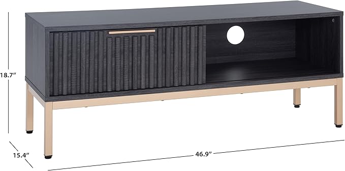 SAFAVIEH Lylia TV Stand for up to 55" Flatscreen – Distressed Black - Image 3