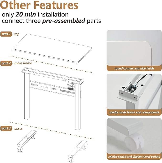 Non-Electric Auto-Lifting Standing Desk, No Knobs or Crank, Rolling and Mobile - Image 5