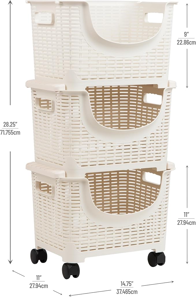 Mind Reader Plastic Storage Cart, Kitchen Storage, Toy Storage, 14.75" L x 11" - Image 3