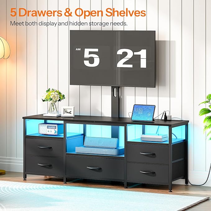 HOOBRO TV Stand with Mount and Power Outlet, - Image 8