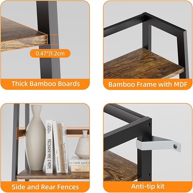 HITNET Ladder Shelf, 4 Tier Bookshelf - Image 5