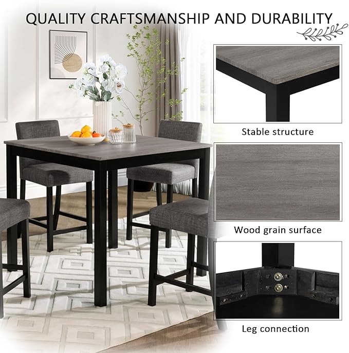 KEIKI 5-Piece Counter Height Dining Table Set - Image 5