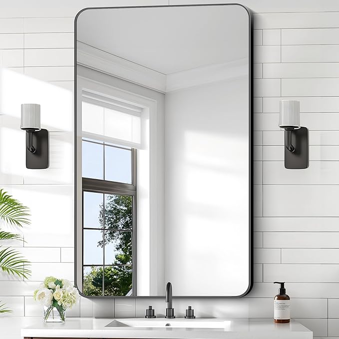 KOCUUY Black Bathroom Vanity Mirror, 30 x 48 inch Metal Frame Mirror - Image 2