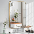 Gold Mirror, 22x30 Inch Gold Rectangle Mirror, Aluminum Alloy Framed Vanity by CLBA