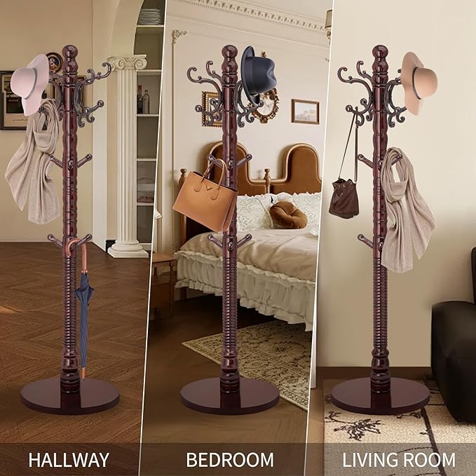 Wood Coat Rack Stand, Vintage Wooden Coat Rack Freestanding - Image 7