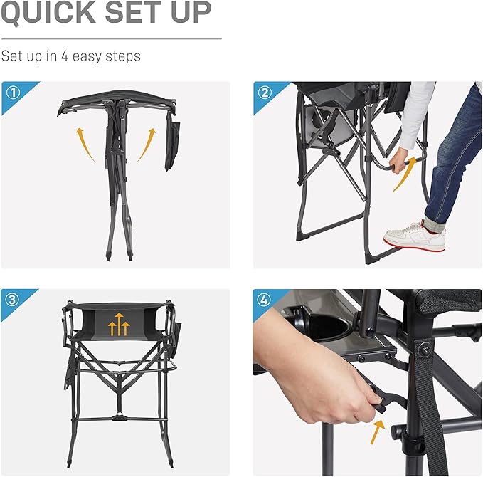 EVER ADVANCED 2 Piece Portable 30.7" Seat Height Tall Folding Camping Chair - Image 6