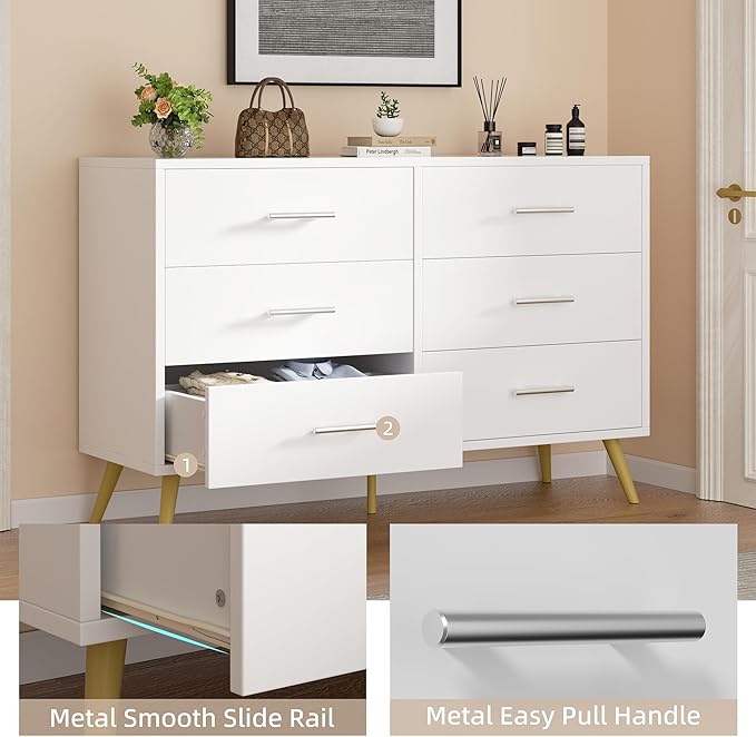 Shintenchi 6 Drawer Dresser, Wide Chest of Drawers Organizer Storage - Image 4