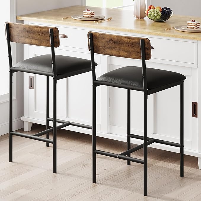 GarveeHome Bar Stools Set of 2, Upholstered Height Bar Stools by GarveeHome