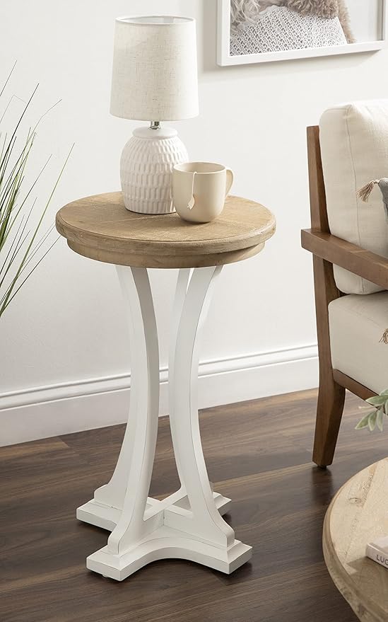 Kate and Laurel Linsley Farmhouse Side Table, 16 Inch Diameter, Rustic Brown - Image 2