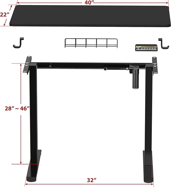 SHW 40 x 22 Inches Electric Height Adjustable Sit to Stand Desk - Image 6