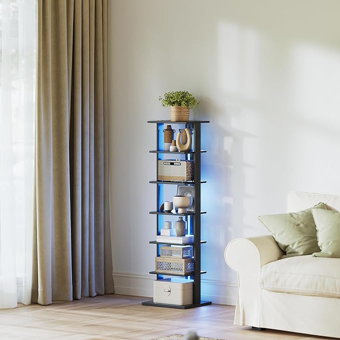 7-Tier Bookshelf, Narrow Bookcase - Image 8