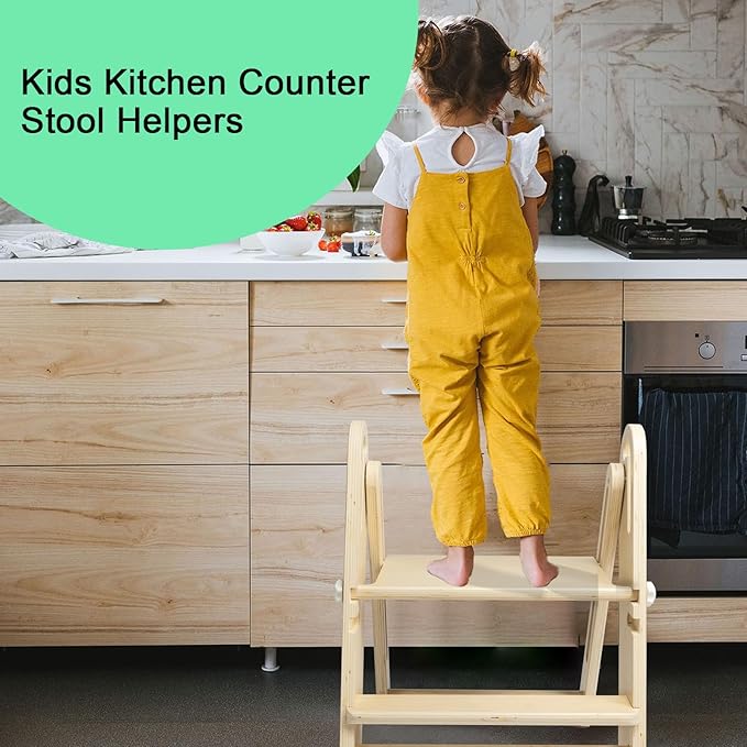 WOOD CITY Step Stool Foldable for Toddlers, Adjustable Kids Step Stool for - Image 2
