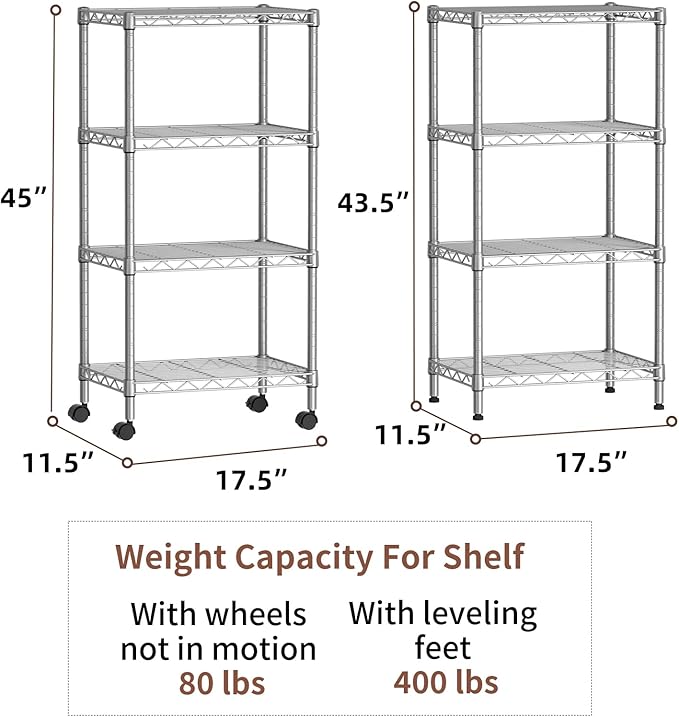 SINGAYE 4 Small Shelves Storage Shelf Wire Shelving Unit Metal Shelf Adjustable - Image 3