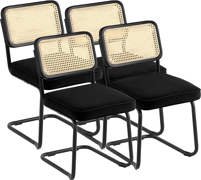VEVOR Rattan Dining Chairs Set of 4, Mid Century Modern Dining Chair, by VEVOR
