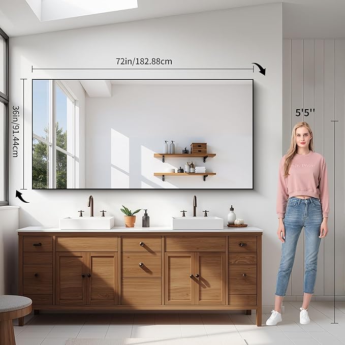 YIROMAN Bathroom Mirror 72"x36", Large Brushed Gold Bathroom Mirror - Image 6