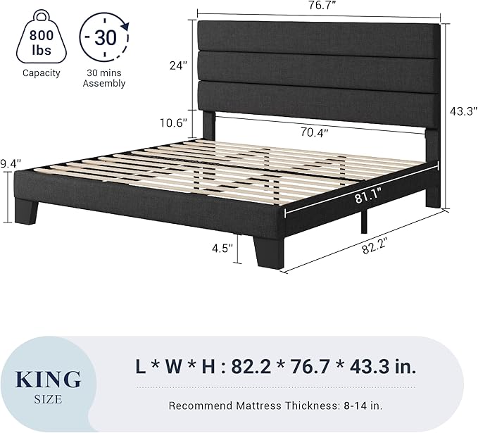 Allewie King Bed Frame Platform Bed - Image 2