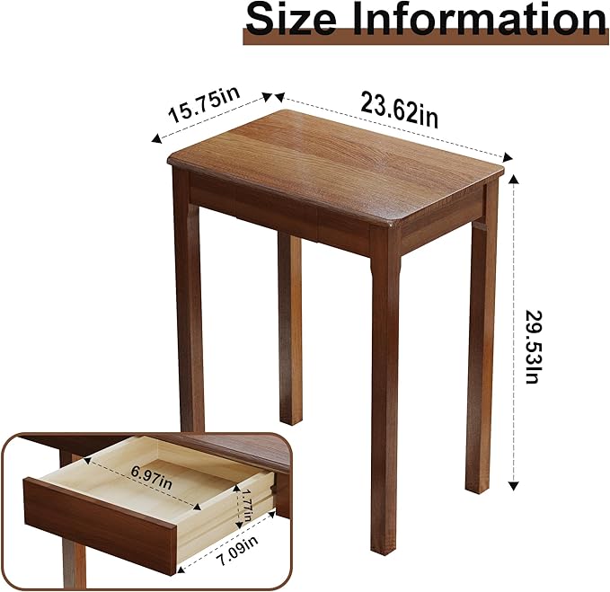 Solid Wood Desk with Drawers - Image 3