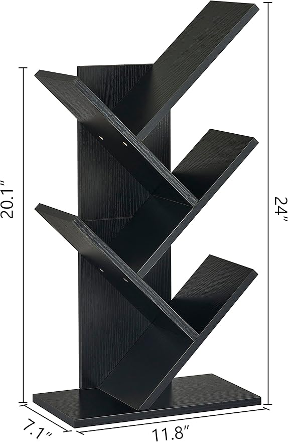 Hoctieon 4 Tier Tree Bookshelf, 4 Shelf Bookcase, Free Standing Tree Bookcase - Image 3