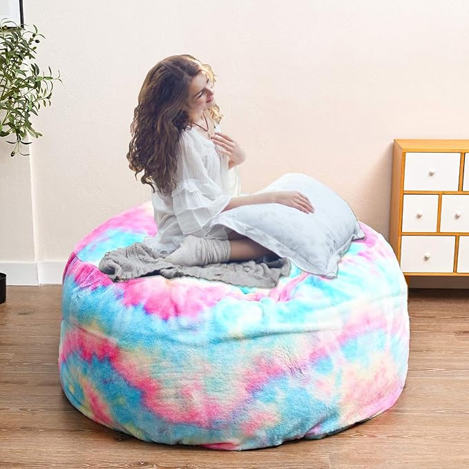 Bean Bag Chair for Adults Kids Without Filling Comfy Fluffy Giant Round Beanbag by FunnyFurnitureforYourHous