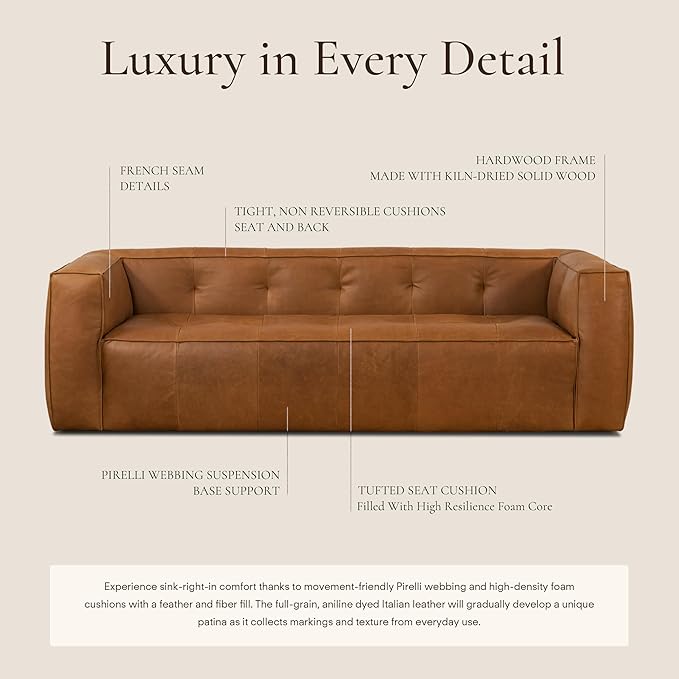 POLY & BARK Capa Sofa in Full-Grain Pure-Aniline Italian Tanned Leather in - Image 4